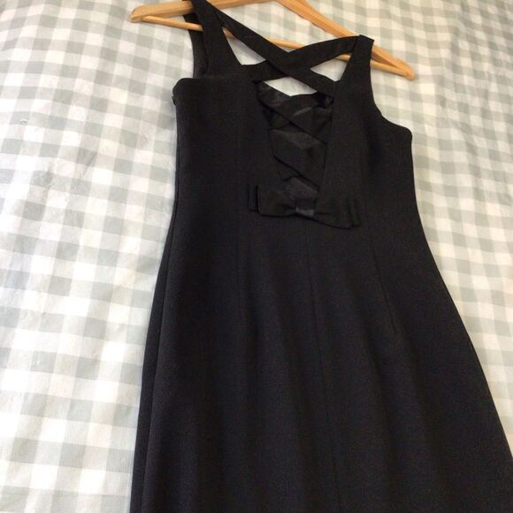 JOSEPH Ribkoff long black dress classic open back ribbon sleeveless black size 4 - Picture 8 of 15